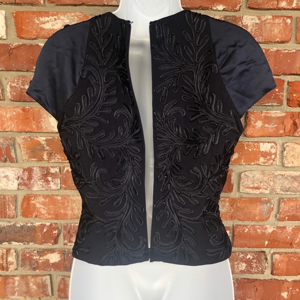 Carmen Marc Valvo navy blue top W 8 - Picture 6 of 13